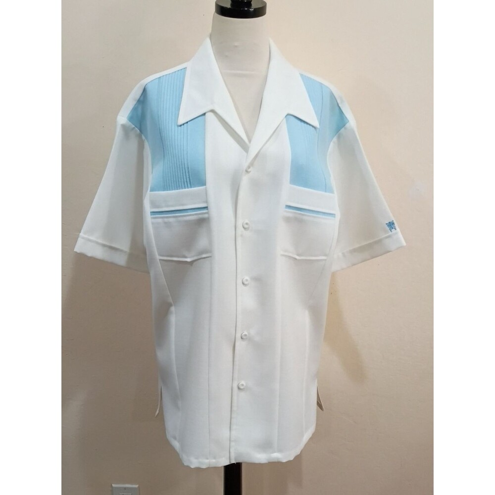 Iolani Executive Blue And White Hawaiian Shirt, Men's Size XL - Vintage!